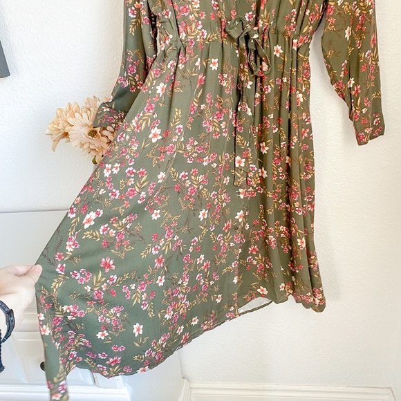 Nordstrom BP. NEW Green Floral Button Down Midi Dress Sz 3X - Picture 6 of 10